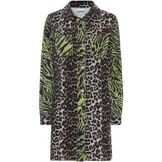 Ganni abito di jeans a stampa leopardata e tigrata