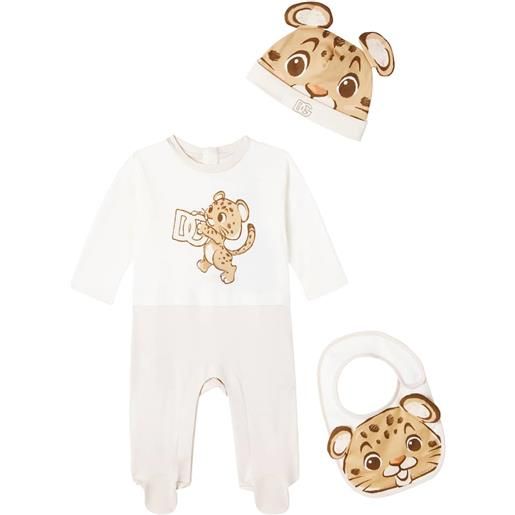 Dolce&Gabbana Kids baby - tutina, bavaglino e berretto in cotone