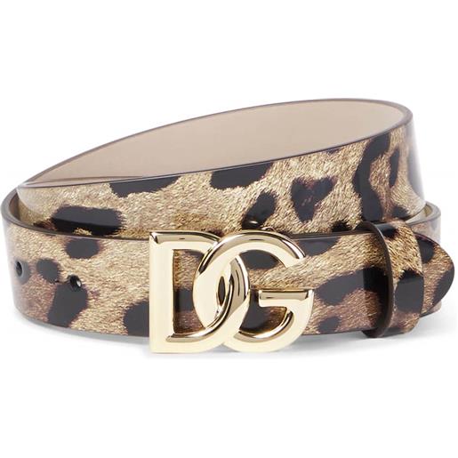Dolce&Gabbana Kids cintura dg in pelle con stampa leopardata