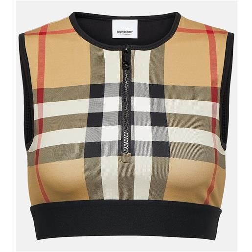 Burberry top cropped Burberry check in jersey