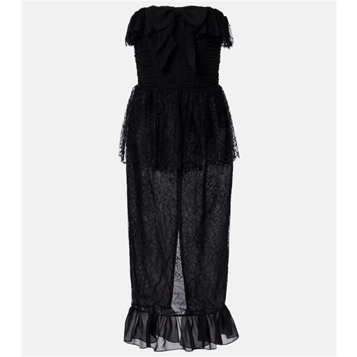 Alessandra Rich abito bustier in georgette di pizzo e seta