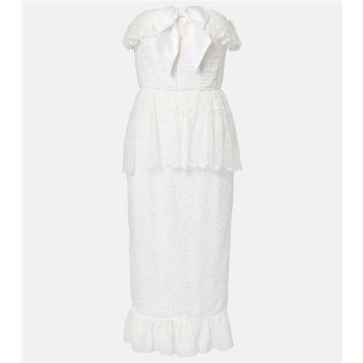 Alessandra Rich abito bustier in georgette di pizzo e seta