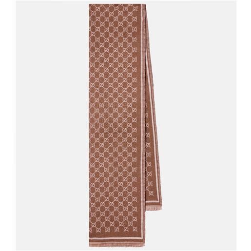 Gucci sciarpa in jacquard di misto lana gg