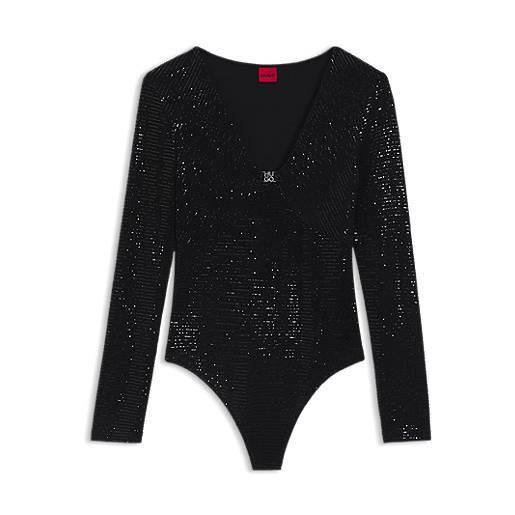 HUGO body scintillante in jersey elasticizzato con logo scomposto, nero
