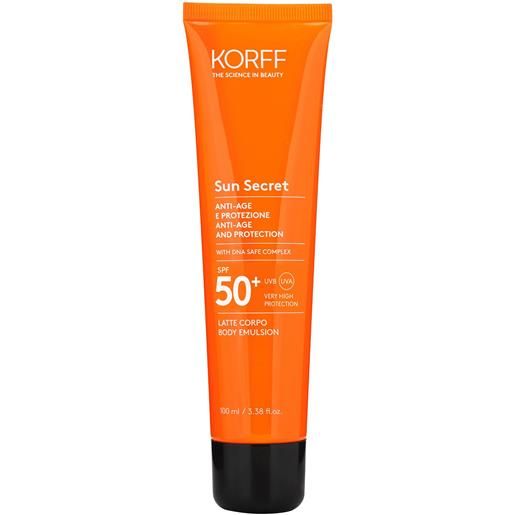 Korff sun secret latte solare protettivo ed anti-age spf50+ 100ml - latte solare corpo alta prot. 