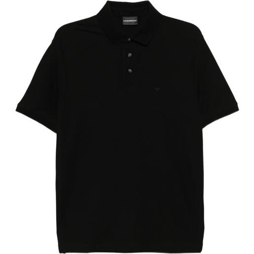 Emporio Armani polo in cotone con ricamo - nero