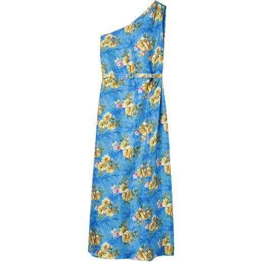La DoubleJ abito midi roy monospalla a fiori - blu