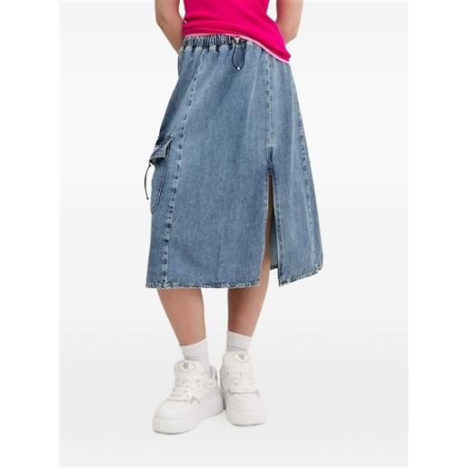 MOSCHINO JEANS gonna midi denim con coulisse - blu