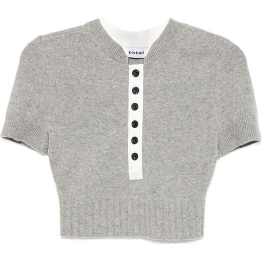 Self-Portrait ^ maglia a coste - grigio