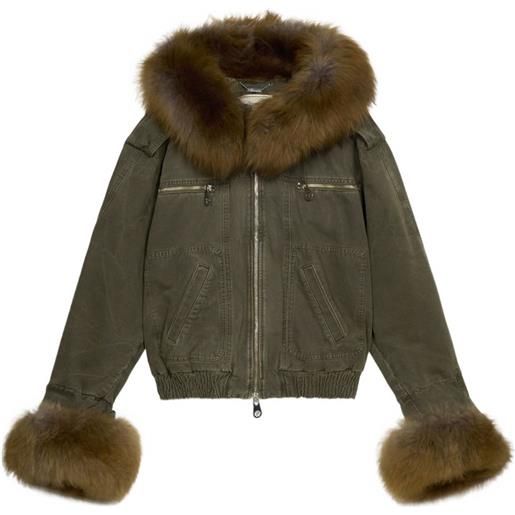 Blumarine bomber con finitura in pelliccia - verde