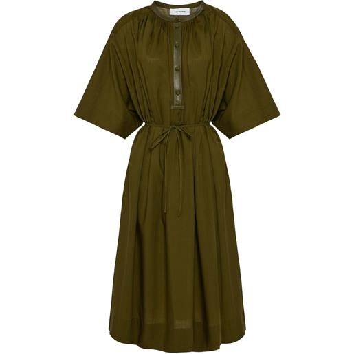 Yves Salomon abito midi con finiture in pelle - verde