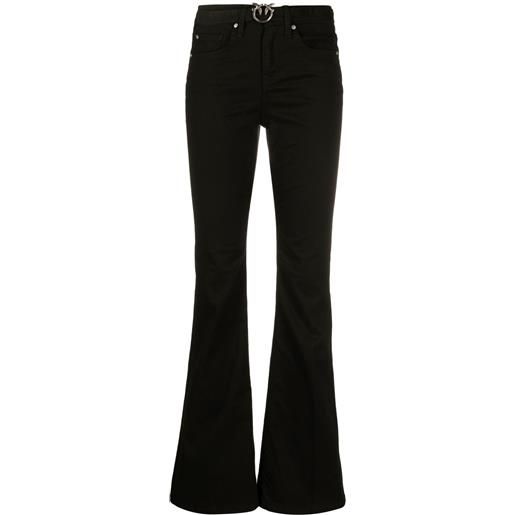 PINKO pantaloni svasati con fibbia love birds - nero