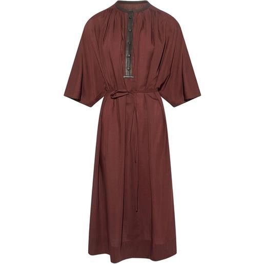 Yves Salomon abito midi con cintura - marrone