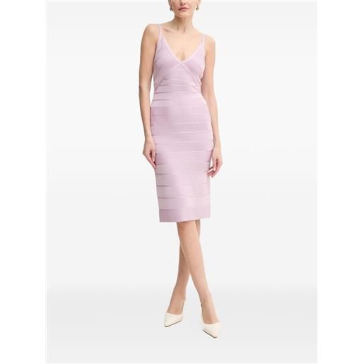 Hervé Léger abito midi con scollo a v - rosa