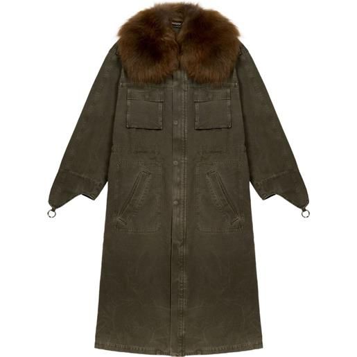 Blumarine parka con colletto in pelliccia - verde