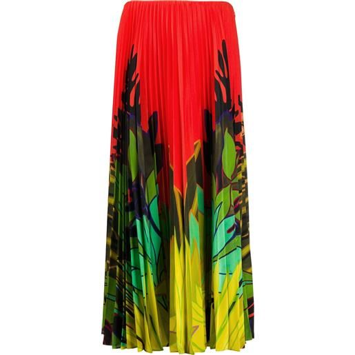 Valentino Garavani gonna plissettata mirrored monkeys forest - rosso