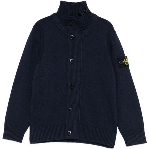 Stone Island Junior cardigan a collo alto con bottoni - blu