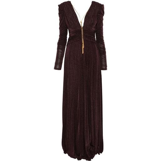 Elisabetta Franchi abito lungo con scollo a v - viola