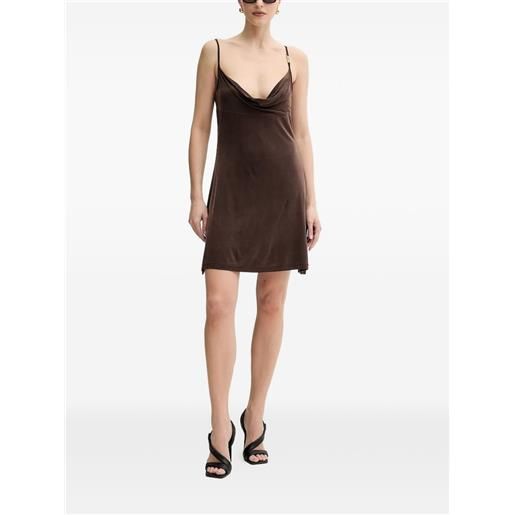 Versace Jeans Couture abito corto con scollo drappeggiato - marrone