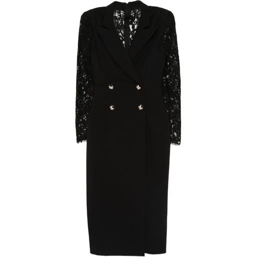 NISSA abito midi con inserti in pizzo - nero