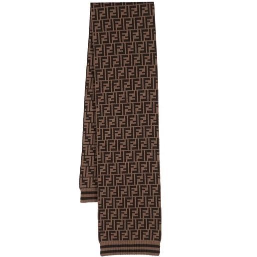 Fendi Kids sciarpa con logo ff - marrone