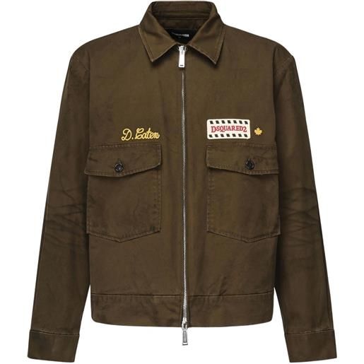 DSQUARED2 giacca con applicazione e zip - verde