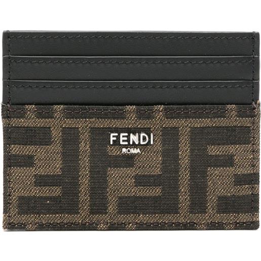 FENDI portacarte con logo ff jacquard - marrone