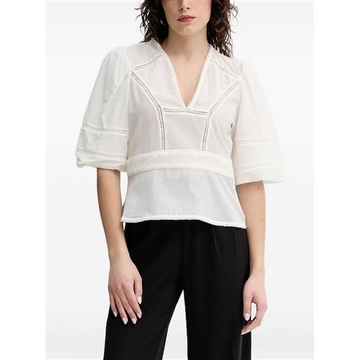 MUNTHE blusa florise con scollo a v - bianco