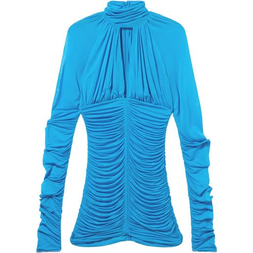 Blumarine abito corto a collo alto con ruches