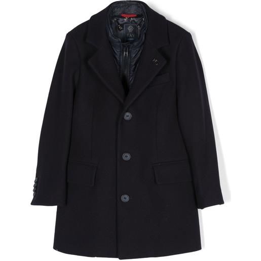 Fay Kids cappotto monopetto con design a strati - blu