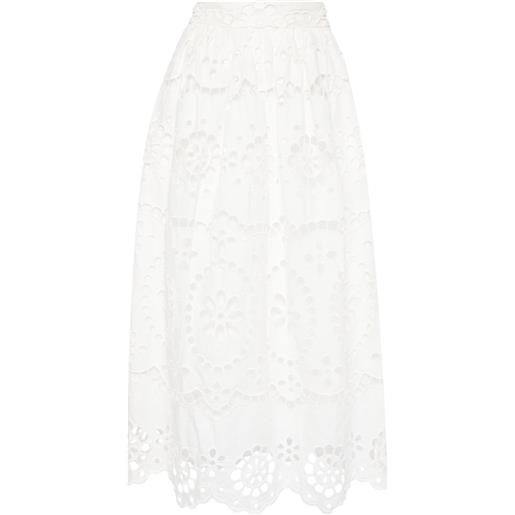 ZIMMERMANN gonna lexi midi con ricamo - bianco