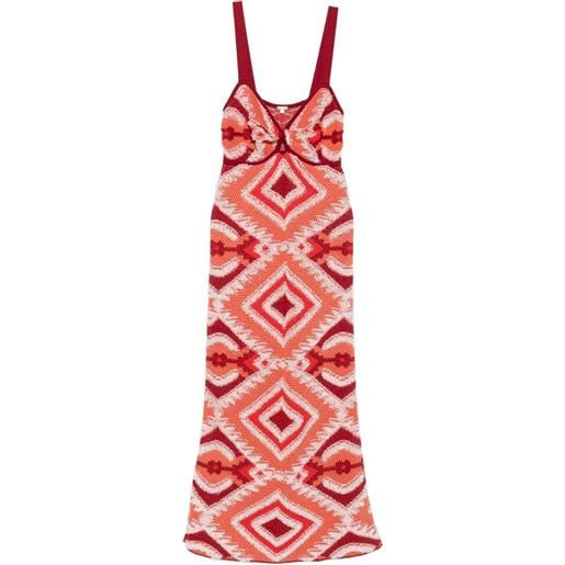 Johanna Ortiz abito midi con motivo geometrico - rosso