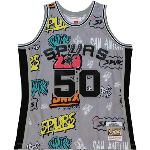 Mitchell & Ness t-shirt slap sticker swingman "nba spurs 1998 david robinson" - grigio