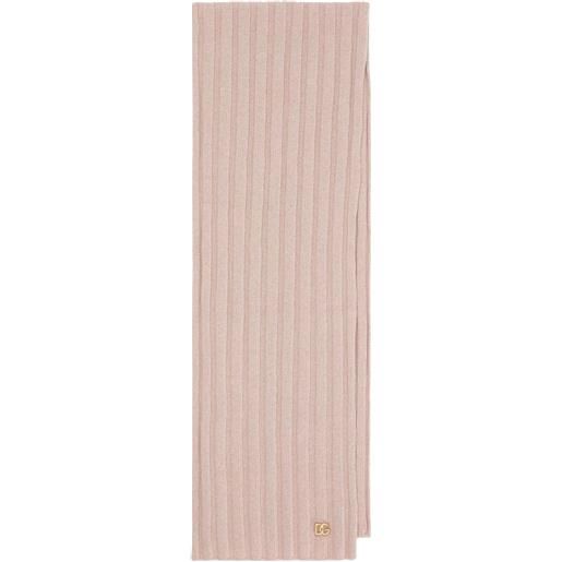 Dolce & Gabbana Kids sciarpa a coste con logo - rosa