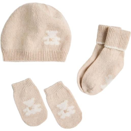 Brunello Cucinelli Kids set berretto e calzini in cashmere teddy bear - toni neutri