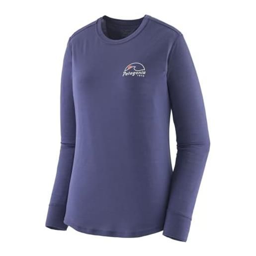 Patagonia w's l/s cap cool merino blend graphic shirt t, imagine moon: solstice purple, xl donna