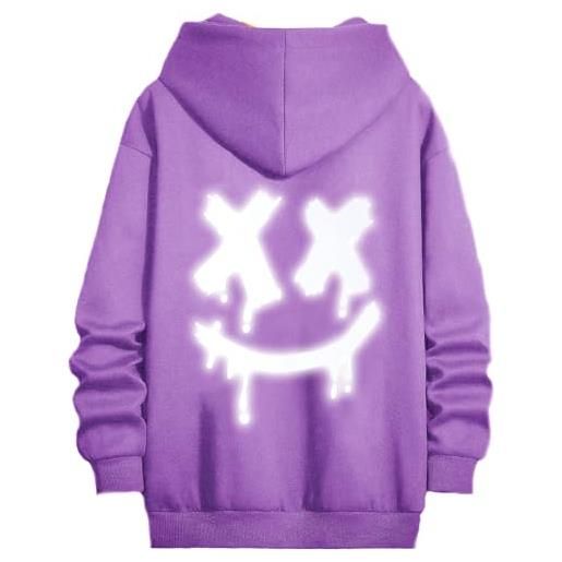 Covisoty fleece felpa uomo con cappuccio manica lunga sweatshirt stampa pullover hoodie
