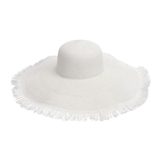 Cappello Da Sole Floscio Da Donna, Estivo, A Tesa Larga, Da Spiaggia Pieghevole In Cotone E Paglia Per I Viaggi~p135529818