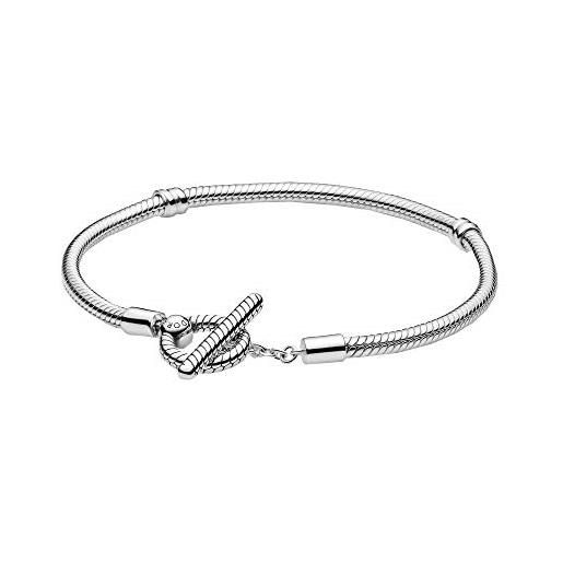 PANDORA icons bracciale in maglia snake in argento sterling con barra a t, 21