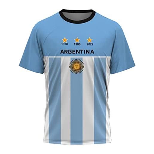 YuanDiann bambini 2022 coppa del mondo di calcio argentina vince commemorative magliette 3 stelle bandiera nazionale stampa manica corta girocollo casual sportivo t shirt 5# 120