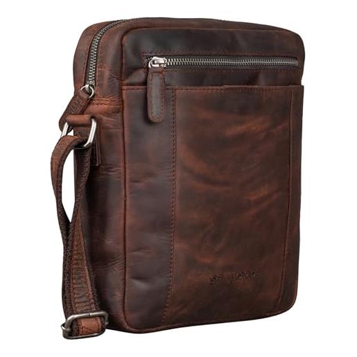 STILORD 'fox' borsello uomo in pelle borsa messenger piccola a tracolla per tablet da 10,1 fino a 10,5 pollici cross body, colore: zamora - marrone