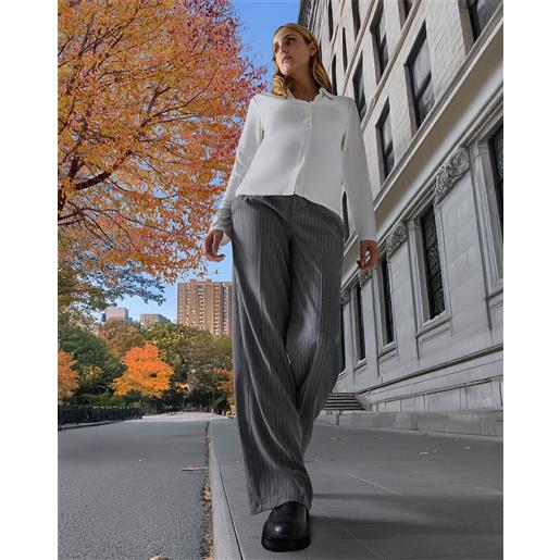 Prénatal pantalone premaman gamba larga gessato grigio