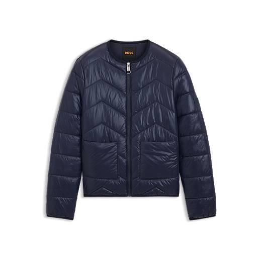 BOSS giubbotto idrorepellente con impunture a spina di pesce, blu scuro