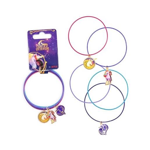 Joy Toy - unicorn academy 5 braccialetti in metallo con 3 ciondoli