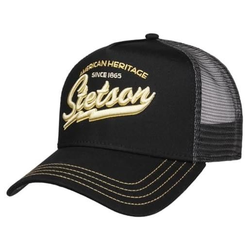 Stetson cappellino american heritage kids bambini/donna/uomo - da bambino berretto baseball trucker cap snapback, con visiera, visiera primavera/estate - taglia unica nero
