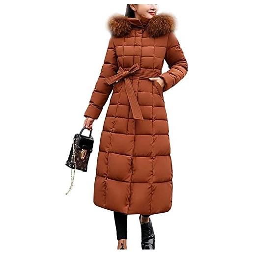 Vagbalena giacche invernali trapuntate da donna cappotti termici con cappuccio cappotti invernali parka lungo da donna cappotti trapuntati piumini giacche invernali eleganti (marrone, m)