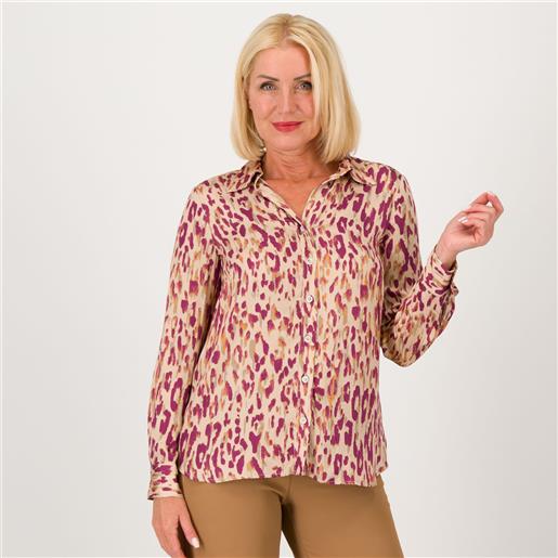 Extesa camicia fantasia in twill di viscosa con scollo a v