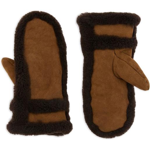 Yves Salomon muffole con bordo shearling - marrone