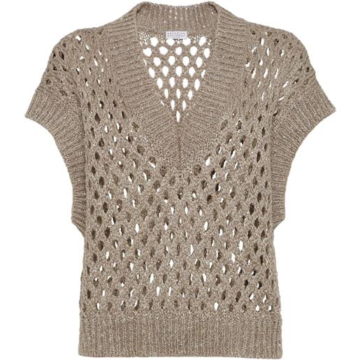 Brunello Cucinelli top smanicato - toni neutri