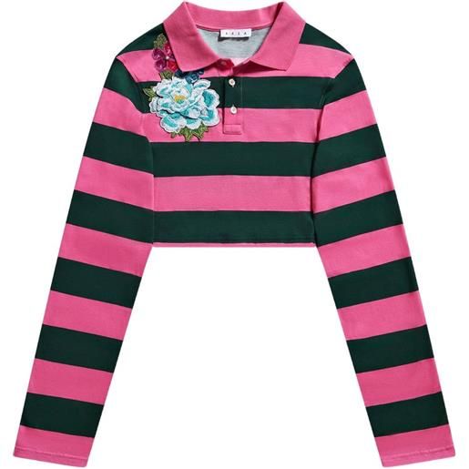 AREA polo crop con ricamo - rosa